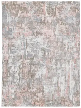 9' X 12' Gray and Pink Abstract Hand Loomed Area Rug