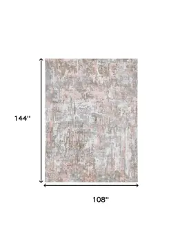 9' X 12' Gray and Pink Abstract Hand Loomed Area Rug