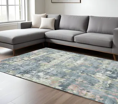 9' X 12' Gray and Yellow Abstract Hand Loomed Area Rug