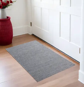2' X 3' Gray Wool Striped Hand Woven Area Rug