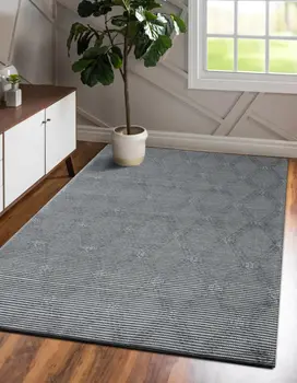 2' X 3' Gray Wool Geometric Hand Woven Area Rug