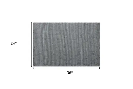 2' X 3' Gray Wool Geometric Hand Woven Area Rug