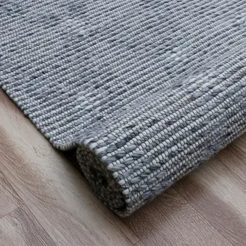 2' X 3' Blue Wool Geometric Hand Woven Area Rug