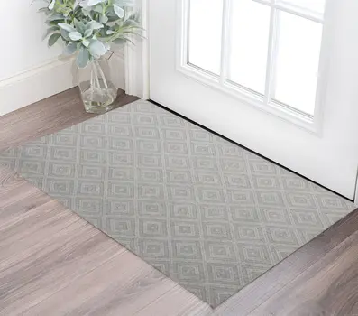 2' X 3' Ivory Wool Geometric Hand Woven Area Rug