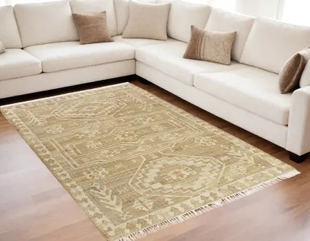 5' X 8' Brown Medallion Hand Woven Area Rug