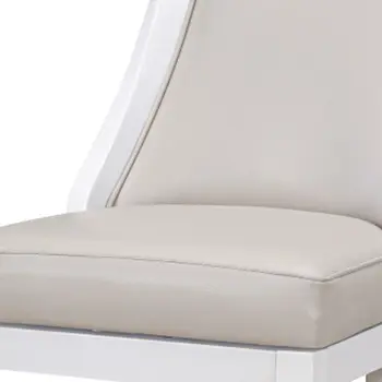 31" Gray And White Faux Leather And Solid Wood Bar Height Swivel Bar Chair