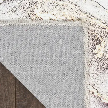 5' X 7' Black and Gold Abstract Power Loom Area Rug