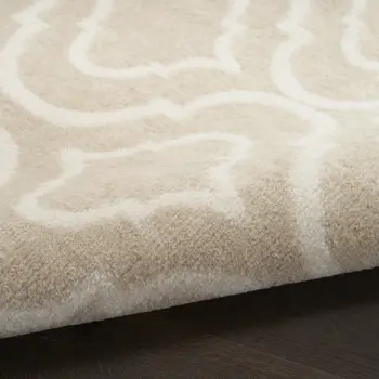 5' X 7' Beige and Ivory Trellis Non Skid Area Rug