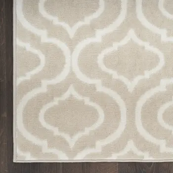 5' X 7' Beige and Ivory Trellis Non Skid Area Rug