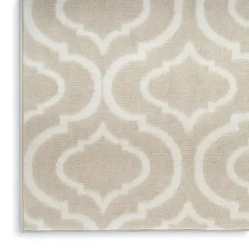 5' X 7' Beige and Ivory Trellis Non Skid Area Rug