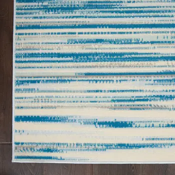 5' X 7' Ivory Blue and Gray Abstract Non Skid Area Rug