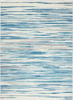 5' X 7' Ivory Blue and Gray Abstract Non Skid Area Rug