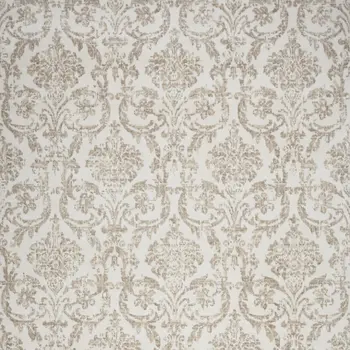 5' X 7' Beige and Ivory Damask Distressed Non Skid Area Rug
