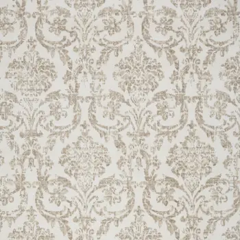 5' X 7' Beige and Ivory Damask Distressed Non Skid Area Rug