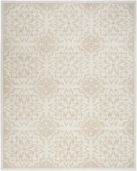 5' X 7' Beige and Ivory Floral Non Skid Area Rug