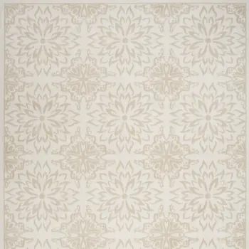 5' X 7' Beige and Ivory Floral Non Skid Area Rug