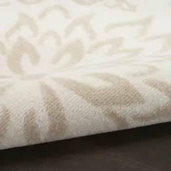 5' X 7' Beige and Ivory Floral Non Skid Area Rug