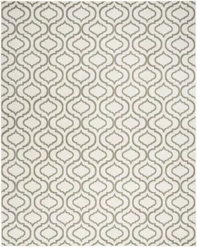 5' X 7' Ivory and Green Trellis Non Skid Area Rug