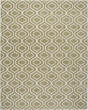 5' X 7' Olive Green and Ivory Trellis Non Skid Area Rug