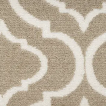 5' X 7' Taupe and Ivory Trellis Non Skid Area Rug