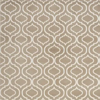 5' X 7' Taupe and Ivory Trellis Non Skid Area Rug