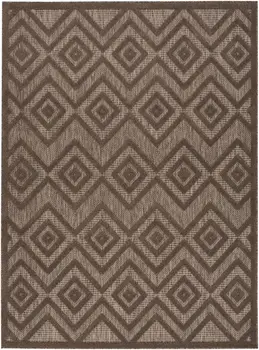 6' X 9' Dark Brown And Light Brown Geometric Indoor Outdoor Area Rug