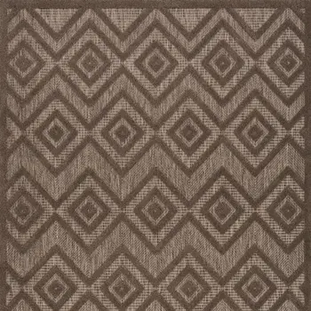 6' X 9' Dark Brown And Light Brown Geometric Indoor Outdoor Area Rug