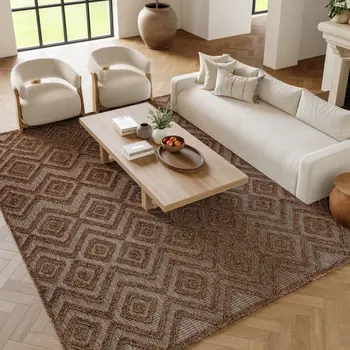6' X 9' Dark Brown And Light Brown Geometric Indoor Outdoor Area Rug