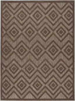 6' X 9' Dark Brown And Light Brown Geometric Indoor Outdoor Area Rug