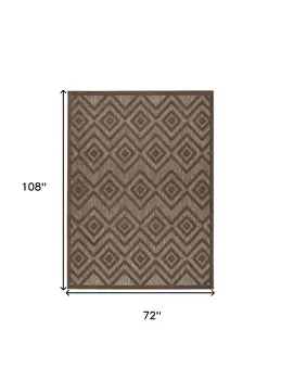 6' X 9' Dark Brown And Light Brown Geometric Indoor Outdoor Area Rug