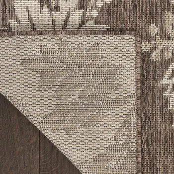 6' X 9' Brown And Ivory Floral Indoor Outdoor Area Rug