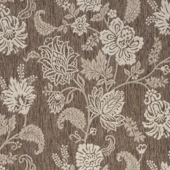 6' X 9' Brown And Ivory Floral Indoor Outdoor Area Rug