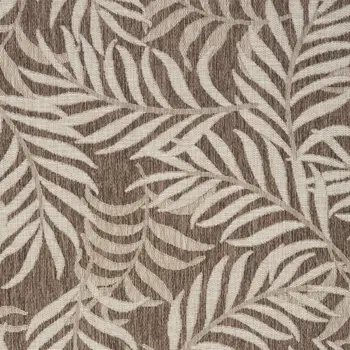 6' X 9' Brown And Ivory Palm Leaf Indoor Outdoor Area Rug