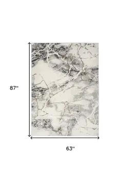 5' X 7' Ivory Gray and Brown Abstract Non Skid Area Rug