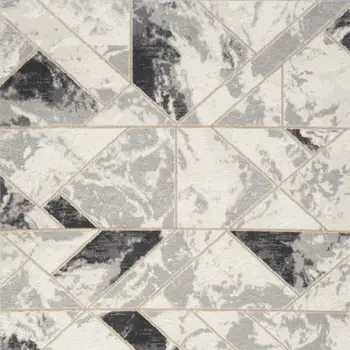 5' X 7' Ivory Black and Gray Abstract Non Skid Area Rug