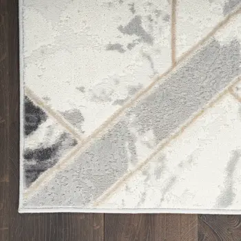 5' X 7' Ivory Black and Gray Abstract Non Skid Area Rug