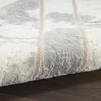 5' X 7' Ivory Black and Gray Abstract Non Skid Area Rug