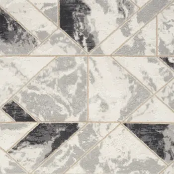 5' X 7' Ivory Black and Gray Abstract Non Skid Area Rug