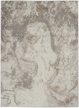 5' X 7' Ivory and Gray Abstract Non Skid Area Rug