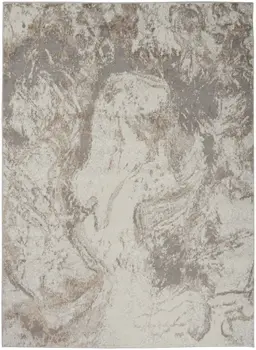 5' X 7' Ivory and Gray Abstract Non Skid Area Rug