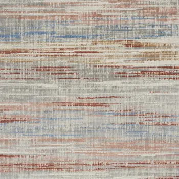 5' X 7' Ivory Blue and Brown Abstract Non Skid Area Rug