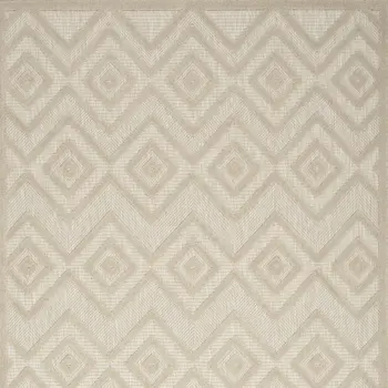 6' X 9' Cream And Beige Geometric Indoor Outdoor Area Rug