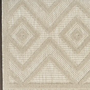 6' X 9' Cream And Beige Geometric Indoor Outdoor Area Rug