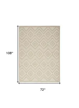 6' X 9' Cream And Beige Geometric Indoor Outdoor Area Rug