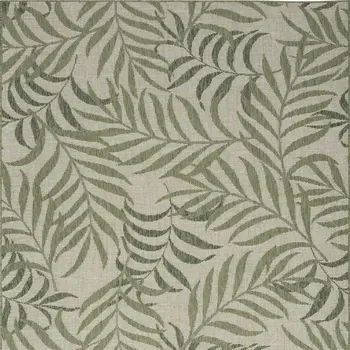 6' X 9' Ivory And Green Palm Leaf Indoor Outdoor Area Rug
