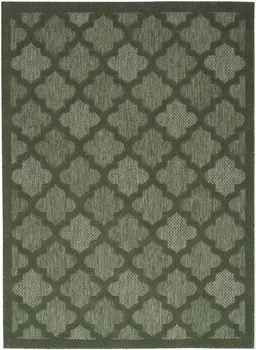 6' X 9' Ivory And Green Palm Leaf Indoor Outdoor Area Rug