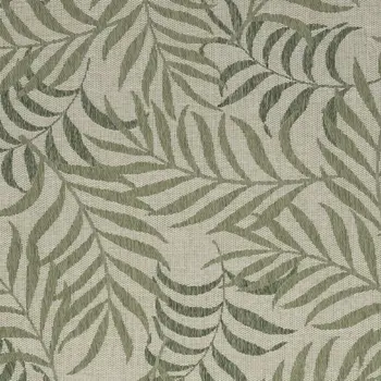 6' X 9' Ivory And Green Palm Leaf Indoor Outdoor Area Rug