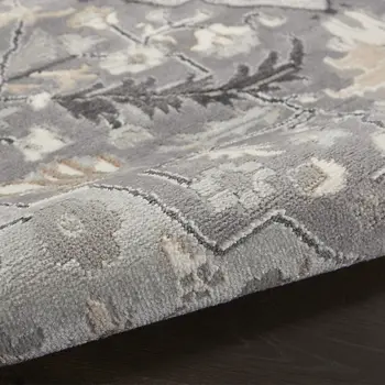 6' X 9' Black and Gray Floral Medallion Non Skid Area Rug