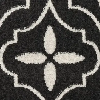 6' X 9' Black and Gray Floral Medallion Non Skid Area Rug