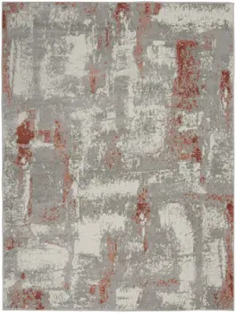 5' X 7' Ivory Gray and Brown Abstract Non Skid Area Rug